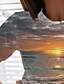 economico T-shirts-Per donna maglietta Giallo Verde Grigio Stampa Pop art Paesaggi Per eventi Fine settimana Manica corta Rotonda Essenziale Stile da spiaggia Standard 3D Pittura S