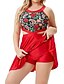 cheap Tankini-Women&#039;s Swimwear Tankini 2 Piece Plus Size Swimsuit Floral Open Back Printing for Big Busts Red Scoop Neck Halter Bathing Suits Vacation Fashion New / Sexy / Modern / Padded Bras