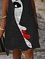 abordables Robes Casual-Femme Robe Longueur Genou Robe Droite Noir Manches Courtes Imprimer Abstrait Col en V Printemps Eté à la mode Décontractée Moderne 2022 Ample S M L XL XXL 3XL