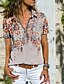 preiswerte Super Sale-Damenbluse T-Shirt Reißverschlussdruck mehrfarbig tropischer Hemdkragen T-Shirt Ärmel Regular Spring&amp;amp;  Herbstmuster 5 Muster 7 Muster 8