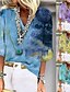 preiswerte Tops &amp; Blouses-Damen Bluse T Shirt V-Ausschnitt Bedruckt Täglich Modern Batik V Ausschnitt Frühling &amp; Herbst Regulär Blau Purpur Gelb Leicht Blau