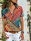 billige Super Sale-kvinders bluse t-shirt lynlås print flerfarvet tropisk skjorte krave t-shirt ærmer almindeligt forår&amp;amp;  efterårsmønster 5 mønster 7 mønster 8