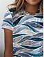 cheap T-Shirts-Women&#039;s T shirt Tee Blue Geometric Casual Daily Short Sleeve Round Neck Basic Regular Geometric S / 3D Print