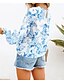 abordables Tops &amp; Blouses-Mujer Blusa Camisa Tema Floral Floral Escote Redondo Estampado Casual Tops Manga de la linterna Azul Piscina Naranja Rojo / Impresión 3D