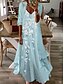 cheap All Sale-Women&#039;s Maxi long Dress A Line Dress Blue Pink Khaki Light Blue Half Sleeve Ruched Floral V Neck Spring Summer Elegant Casual 2022 S M L XL XXL 3XL