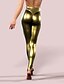 billige Leggings-Dame Skinny Leggins Fuld længde PU Imiteret Læder Elastisk Høj Talje Mode Glamour Fest Fornøjelse Sport Sort Guld S M