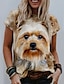 preiswerte T-shirts-Damen T Shirt Hund 3D Casual Wochenende Bedruckt Braun Kurzarm Basic Rundhalsausschnitt