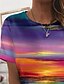 abordables T-shirts-Femme T shirt Tee Graphic Paysage 3D Imprimer Casual du quotidien Vacances basique Manche Courte Col Rond Violet