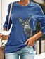 baratos Moletons-kalorywee mulheres mangas compridas tops girafa / burro engraçado impresso camisolas casuais pulôver de gola redonda outono inverno jumper