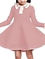 preiswerte Kleider für Mädchen-Mädchen&#039; 3D Gestreift Kleid Langarm Herbst Normal Täglich Brautkleider schlicht Süß kinderkleidung 3-12 Jahre A Linie Kleid Midi Polyester Regular Fit