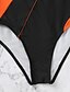 preiswerte Einteiler-Damen Bademode Ein Stück Monokini Strampler Normal Badeanzug Streifen Grafik-Drucke Bescheidene Badebekleidung Bauchkontrolle Ringer-Rücken-Kleid Rückenfrei Bedruckt Weiß Schwarz Gelb Orange Gurt