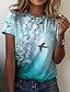 economico T-shirts-Per donna maglietta Giallo Rosa Blu Stampa Floreale Uccello Informale Per eventi Manica corta Rotonda Essenziale Standard Floreale Pittura S