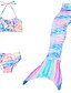 cheap Girls&#039; Swimwear-Kids Girls&#039; 3pcs Three Piece Swimwear Bikini Swimsuit The Little Mermaid Swimwear Geometric Blue Rainbow Red Active Cute Bathing Suits 3-10 Years