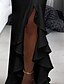 abordables Dresses-Mujer Vestido largo maxi Vestido de Fiesta Negro Manga Larga Separado Volante Color puro Escote en Pico Otoño Invierno Fiesta Fiesta Elegante Sensual 2022 S M L XL