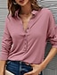 preiswerte Super Sale-Solid color V neck button top shirt for women