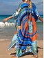 abordables Cover-Ups-Mujer Bañadores Tapadera Top de playa Vestido de playa Normal Traje de baño Abstracto Geométrico Protección UV Traje de baño modesto Estampado Verde Trébol Blanco Negro Azul Piscina Morado Escote en V
