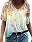 cheap T-Shirts-Women&#039;s T shirt Tee Floral 3D Animal Casual Holiday Weekend Floral Abstract 3D Printed Short Sleeve T shirt Tee V Neck Print Basic Essential Green Gray Pink S