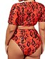 abordables Bikini-Mujer Bañadores Bikini 2 piezas Talla Grande Traje de baño Diseño en Serpiente Lazo de Cinta 2 Piezas Estampado para bustos grandes Agujero Rojo Escote en V Acolchado Trajes de baño Elegante / nuevo
