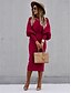 cheap Casual Dresses-Women&#039;s Party Dress Work Dress Sheath Dress Midi Dress Black Red Beige Long Sleeve Pure Color Ruched Spring Fall Winter Crew Neck Fashion Office 2023 S M L XL XXL