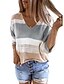 cheap Sweaters-Women&#039;s Pullover Striped Hollow Out Knitted Acrylic Fibers Stylish Long Sleeve Loose Sweater Cardigans Fall Winter V Neck Gray