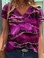 cheap Women&#039;s T-shirts-Women&#039;s T shirt Tee Graphic Geometric Blue Purple Green Print Short Sleeve Casual Weekend Basic V Neck Regular Fit