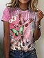 cheap T-Shirts-Women&#039;s Floral Butterfly Casual Holiday Weekend Floral Butterfly Painting Short Sleeve T shirt Tee Round Neck Print Basic Essential Tops Green Blue Purple S / 3D Print
