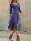 cheap Women&#039;s Clothing-Women&#039;s A Line Dress Print Classic Simple Round Neck Spring &amp;  Fall Standard Purple Dark Red Green