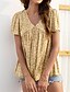cheap Tops &amp; Blouses-Women&#039;s Blouse Peplum Shirt Floral Theme Floral V Neck Flowing tunic Print Casual Streetwear Tops Black Pink Yellow / 3D Print