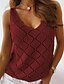 cheap Shoes &amp; Accessories-Women&#039;s Daily Holiday Beach Boho Sleeveless Tank Top Vest Shirt V Neck See Through Basic Essential Boho Tops Blue Khaki Red S