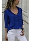 baratos Tops &amp; Blouses-Mulheres Blusa Camisa Social Verde Azul Cinzento Tecido Casual Diário Manga Longa Colarinho de Camisa S