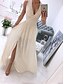 cheap Party Dresses-Women&#039;s Party Dress Holiday Dress Swing Dress Long Dress Maxi Dress Leather Pink White Light Green Pure Color Sleeveless Spring Summer Split Vacation V Neck Party Wedding Guest Date 2023 S M L XL 2XL