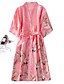 cheap Sleep &amp; Lounge-Women&#039;s Pajamas Robes Gown Bathrobes Nighty Simple Comfort Kimono Robes Animal Crane Satin Party Home Wedding Party V Wire Gift Long Sleeve Fall Spring Belt Included Pink Wine