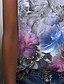 billige Bedst sælgende toppe-Dame Blomstret Grafisk Daglig Weekend Blomster Tema Maleri Kortærmet T-shirt Rund hals Trykt mønster Basale Årgang Toppe Grå S / 3D-udskrivning