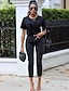 cheap Pants-Women&#039;s Jeans Trousers Denim Fashion Mid Waist Casual Ankle-Length Micro-elastic Plain Comfort Black S / Slim