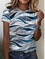 abordables T-shirts-T shirt Tee Femme Bleu Géométrique Casual du quotidien Manches Courtes Col Rond basique Normal Géométrique S / 3D effet