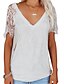 cheap Shoes &amp; Accessories-Women‘s  popular short-sleeved v-neck feather lace lace sleeve t-shirt