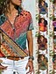 cheap Super Sale-Women&#039;s Tropical Print Zippered Blouse T-shirt