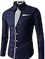cheap Men&#039;s Shirts-Men&#039;s Daily Shirt Solid Colored Long Sleeve Slim Tops Business Button Down Collar Navy Blue Light Blue / Fall / Spring / Work