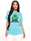 cheap T-Shirts-Women&#039;s Casual Going out T shirt Tee Short Sleeve Graphic Leaf Letter Round Neck Print Basic Tops 100% Cotton Green White Black S