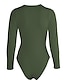 cheap Jumpsuits &amp; Rompers-Women&#039;s Bodysuit Solid Color High Waist Casual Daily V Neck Street Casual Long Sleeve Regular Fit Army Green S M L Spring