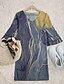 cheap Casual Dresses-Women&#039;s Short Mini Dress A Line Dress Blue 3/4 Length Sleeve Sequins Ruched Print Crew Neck Spring Summer Casual Sexy 2022 S M L XL XXL 3XL