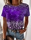 cheap T-Shirts-Women&#039;s T shirt Tee Leopard Pink Blue Purple Print Short Sleeve Casual Weekend Basic Round Neck Regular Fit