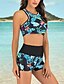 cheap Bikini-Women&#039;s Swimwear Bikini 2 Piece Normal Swimsuit Flower Open Back Printing Blue Scoop Neck Tank Top Bathing Suits Vacation Fashion Sports / Sexy / Modern / New / Padded Bras