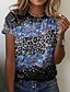 billige T-shirts-Dame T-shirt Leopard Blomstret Lyserød Blå Lilla Trykt mønster Kortærmet Afslappet Ferie Weekend Basale Rund hals Regulær