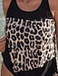 preiswerte Tankini-Damen Bademode Tankini 2 Stück Übergröße Badeanzug Leopard Rückenfrei Print für große Büsten Braun Rundhalsausschnitt Weste Badeanzüge Urlaub Modisch neu / Modern / Gepolsterte BHs