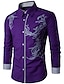 cheap Men&#039;s Shirts-Men&#039;s Shirt Prom Shirt Collar Floral White Black Purple Wine Long Sleeve Daily Tops Business