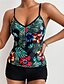 cheap Tankini-Women&#039;s Swimwear Tankini 2 Piece Normal Swimsuit Leaves Open Back Printing Black Strap Camisole Bathing Suits Vacation Fashion Sexy / Modern / New / Padded Bras
