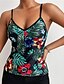 cheap Tankini-Women&#039;s Swimwear Tankini 2 Piece Normal Swimsuit Leaves Open Back Printing Black Strap Camisole Bathing Suits Vacation Fashion Sexy / Modern / New / Padded Bras