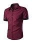 cheap Men&#039;s Shirts-Men&#039;s Shirt Solid Colored Collar Spread Collar Street Daily Short Sleeve Slim Tops Polyester Casual Comfortable White Black Wine / Summer / Machine wash / Wash separately / Washable / Holiday