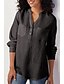 cheap Super Sale-Women&#039;s V-Neck Cotton Linen Shirt with Pocket